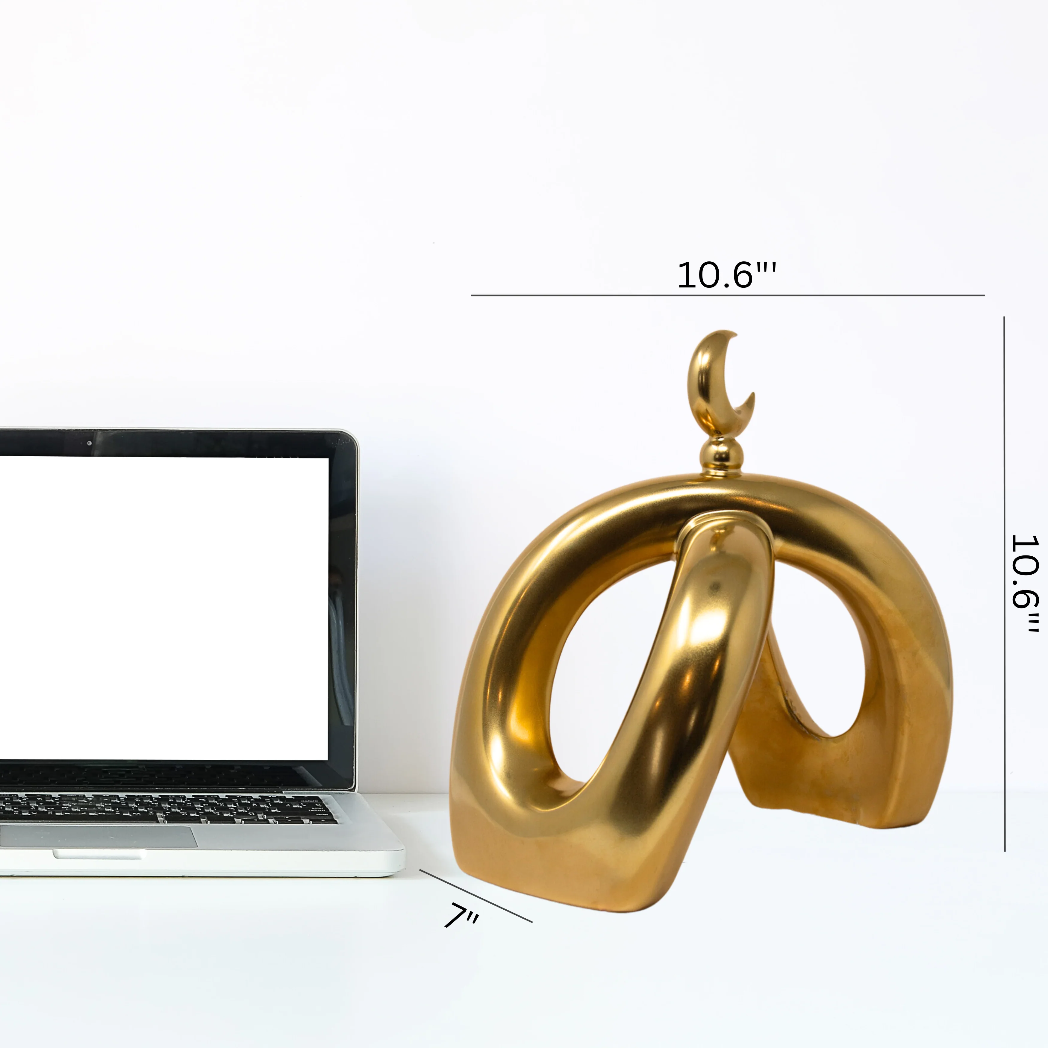 Crescent Knot Sculpture: Rustic Gold - Image 9