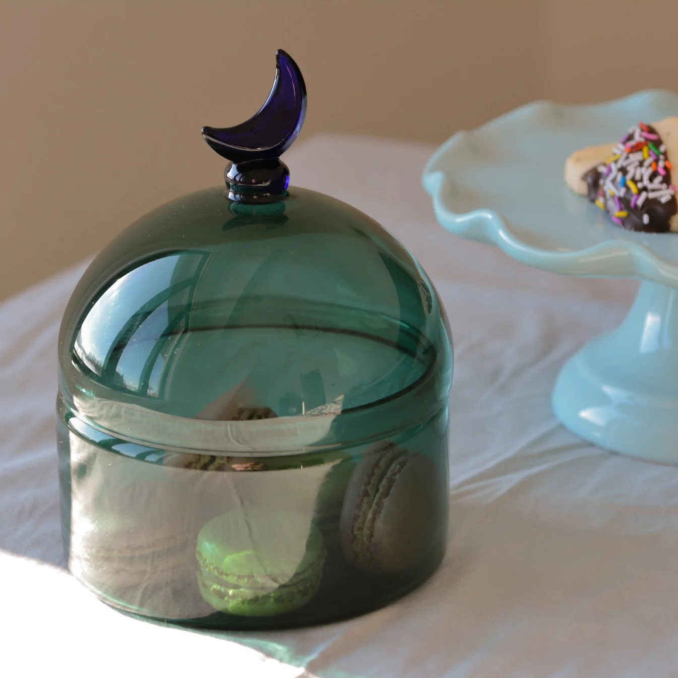 Glass Moon Dome Jar - Teal Luna - Image 2